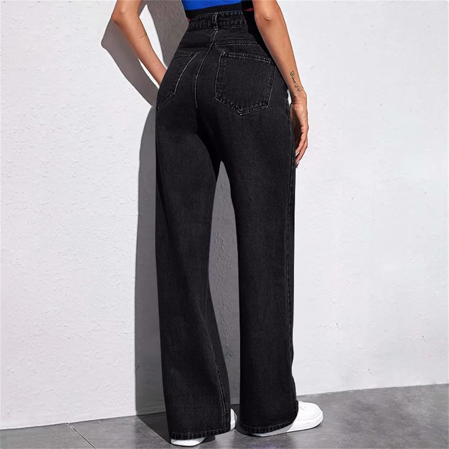 Sweatpants That Look Like Boyfriend Sweatpant Jeans Womens Wide Leg High Waist Jeans with Pockets