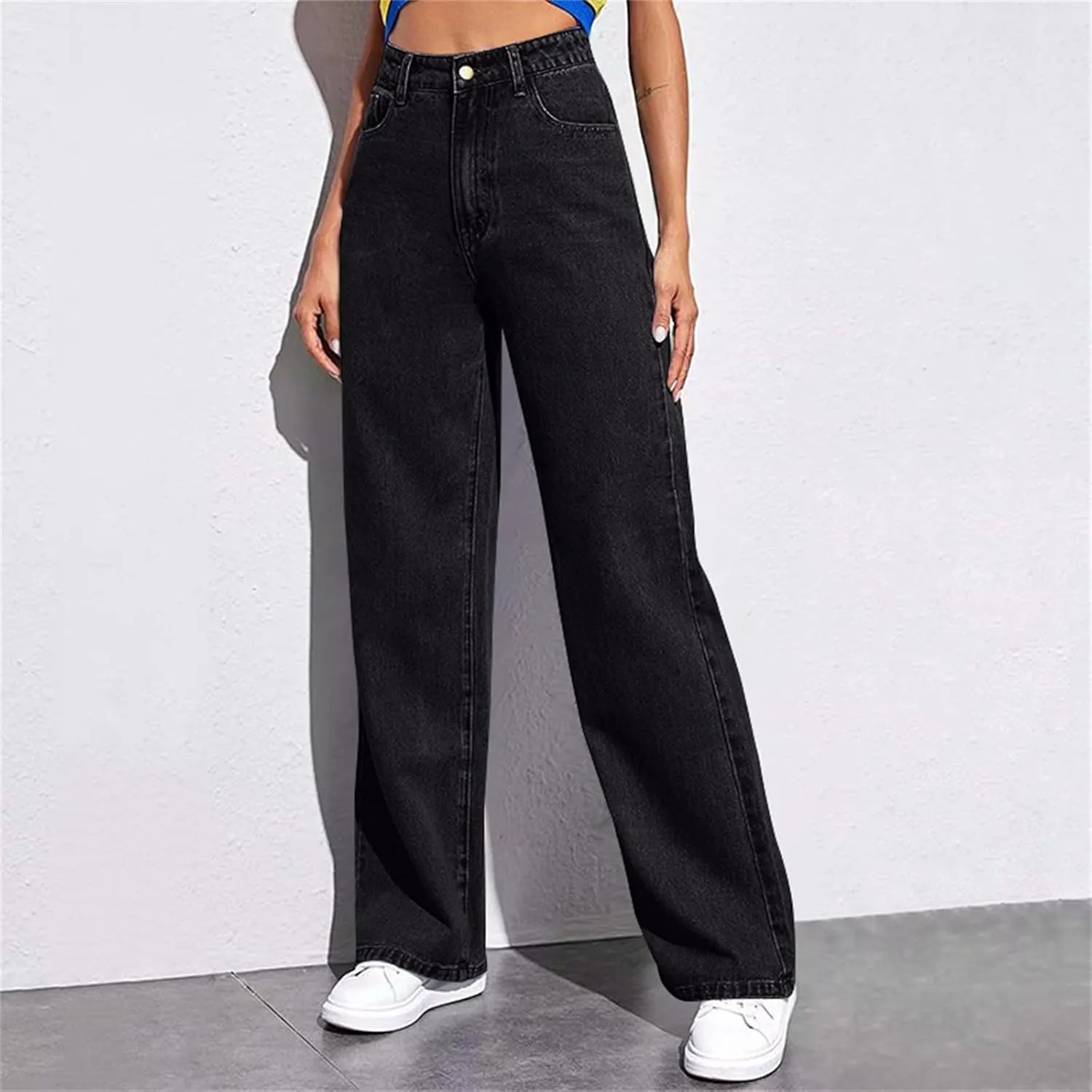 Sweatpants That Look Like Boyfriend Sweatpant Jeans Womens Wide Leg High Waist Jeans with Pockets