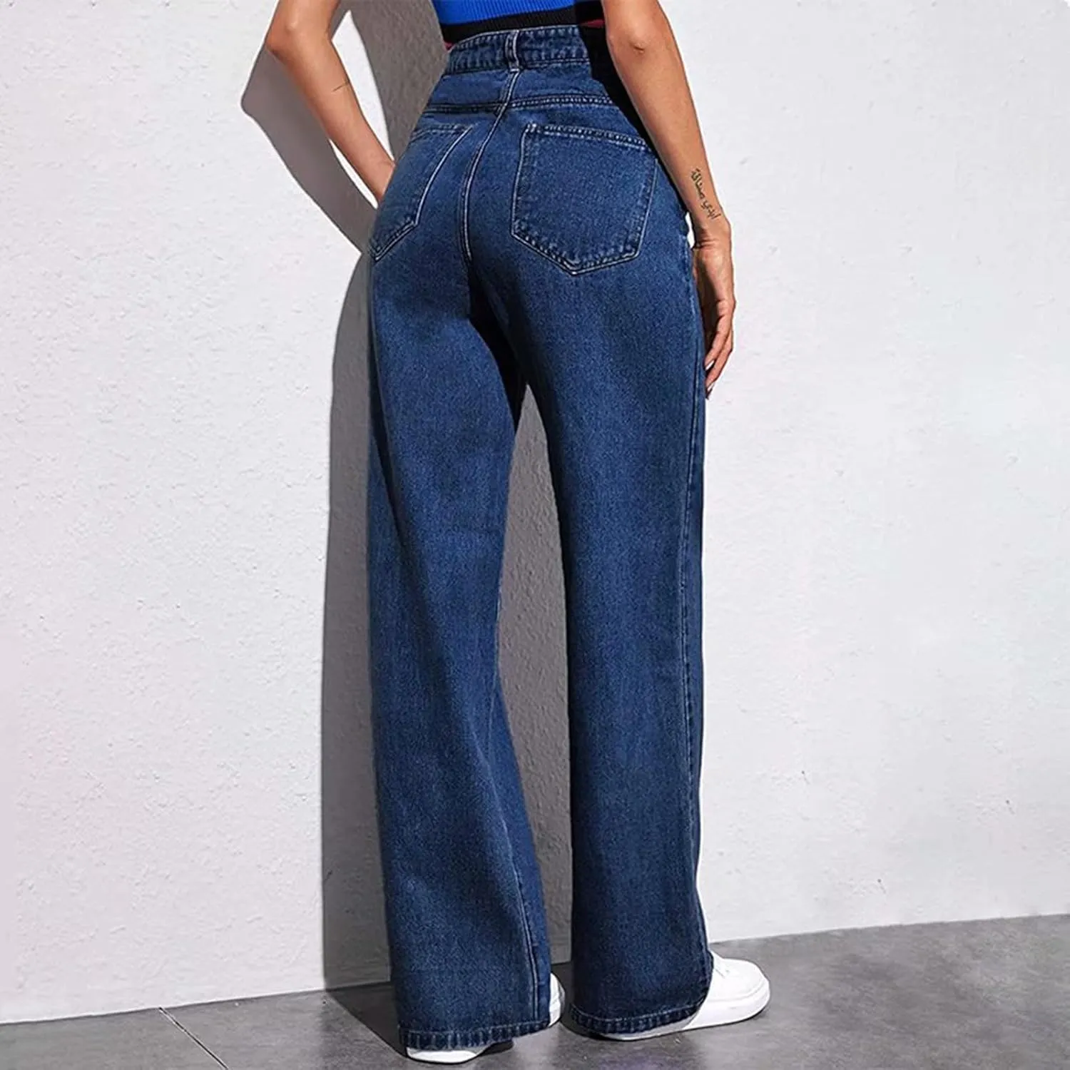 Sweatpants That Look Like Boyfriend Sweatpant Jeans Womens Wide Leg High Waist Jeans with Pockets