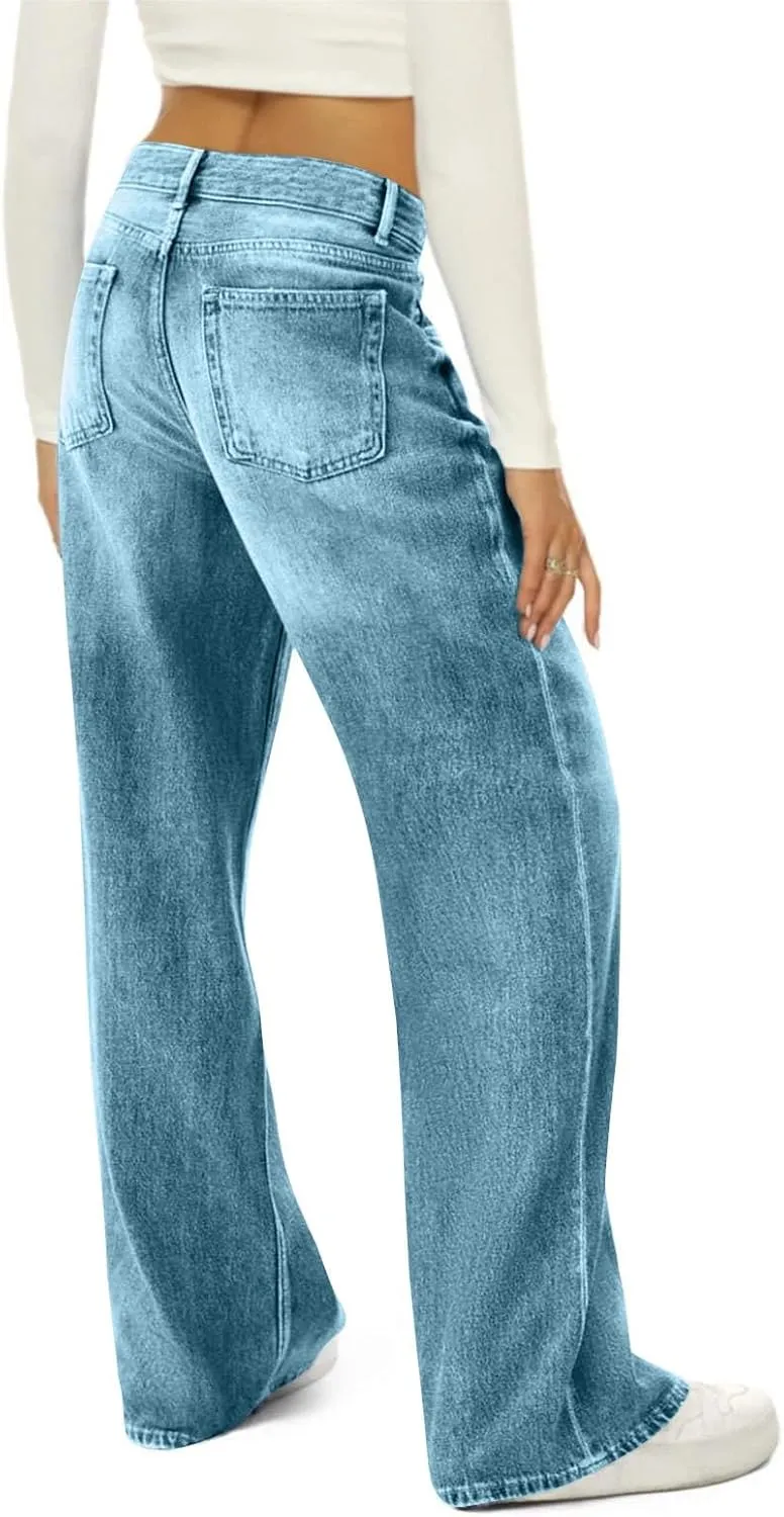 Sweatpants That Look Like Boyfriend Sweatpant Jeans Womens Wide Leg High Waist Jeans with Pockets