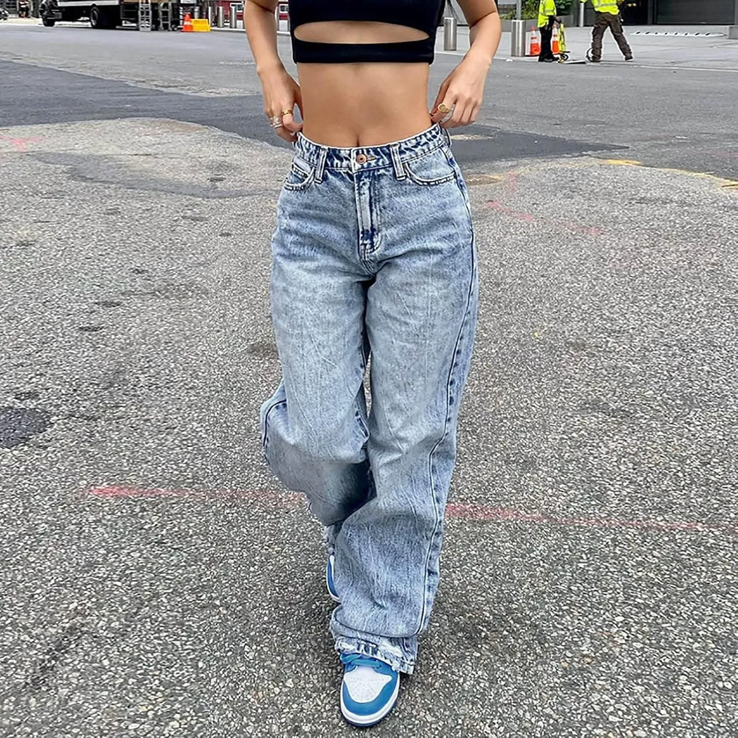 Sweatpants That Look Like Jeans Teen Girls Stretchy Wide Leg Clothes Fall Black Jeans Womens High Waisted