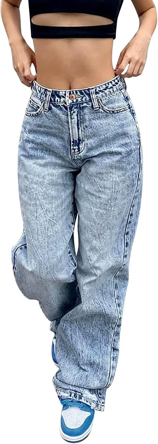 Sweatpants That Look Like Jeans Teen Girls Stretchy Wide Leg Clothes Fall Black Jeans Womens High Waisted