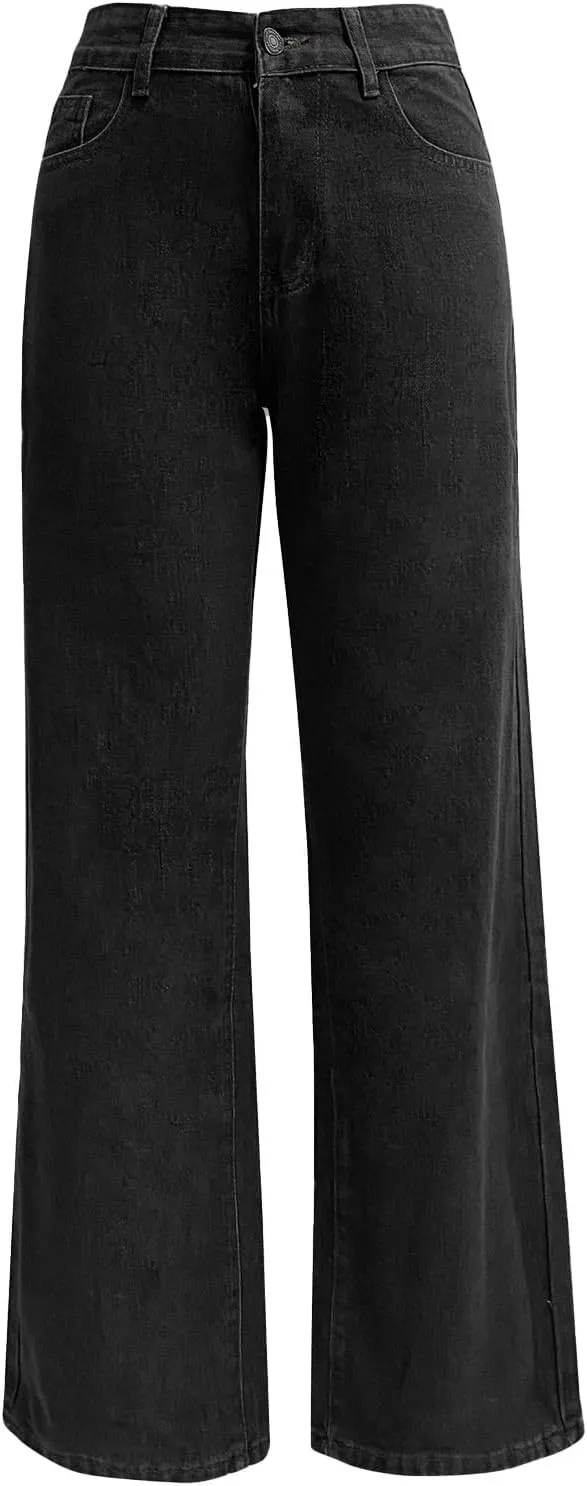 Sweatpants That Look Like Jeans Teen Girls Stretchy Wide Leg Clothes Fall Black Jeans Womens High Waisted