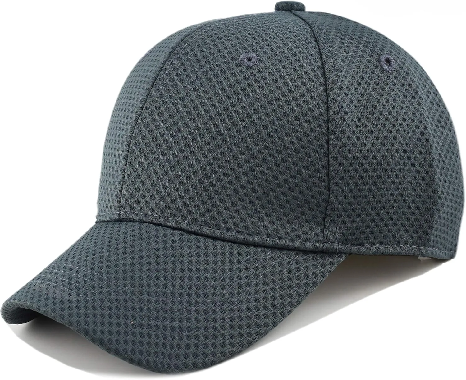 The Hat Depot Men's Curved Brim Stretch Fit Mesh 6 Panel Fitted Baseball Cap