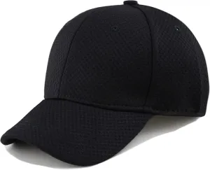 The Hat Depot Men's Curved Brim Stretch Fit Mesh 6 Panel Fitted Baseball Cap