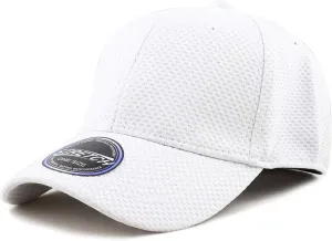 The Hat Depot Men's Curved Brim Stretch Fit Mesh 6 Panel Fitted Baseball Cap