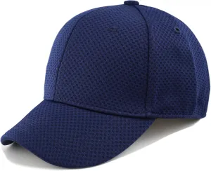 The Hat Depot Men's Curved Brim Stretch Fit Mesh 6 Panel Fitted Baseball Cap