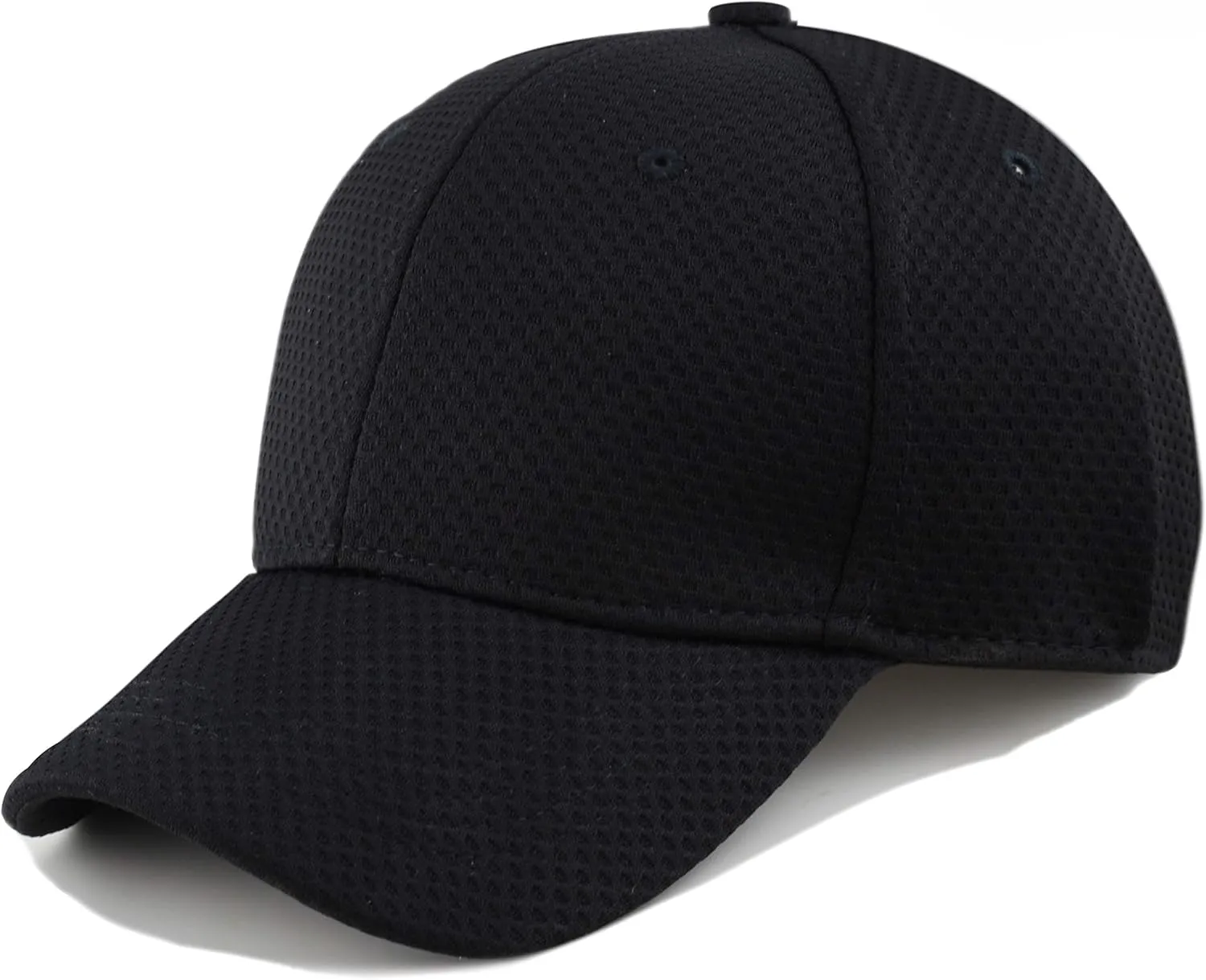The Hat Depot Men's Curved Brim Stretch Fit Mesh 6 Panel Fitted Baseball Cap
