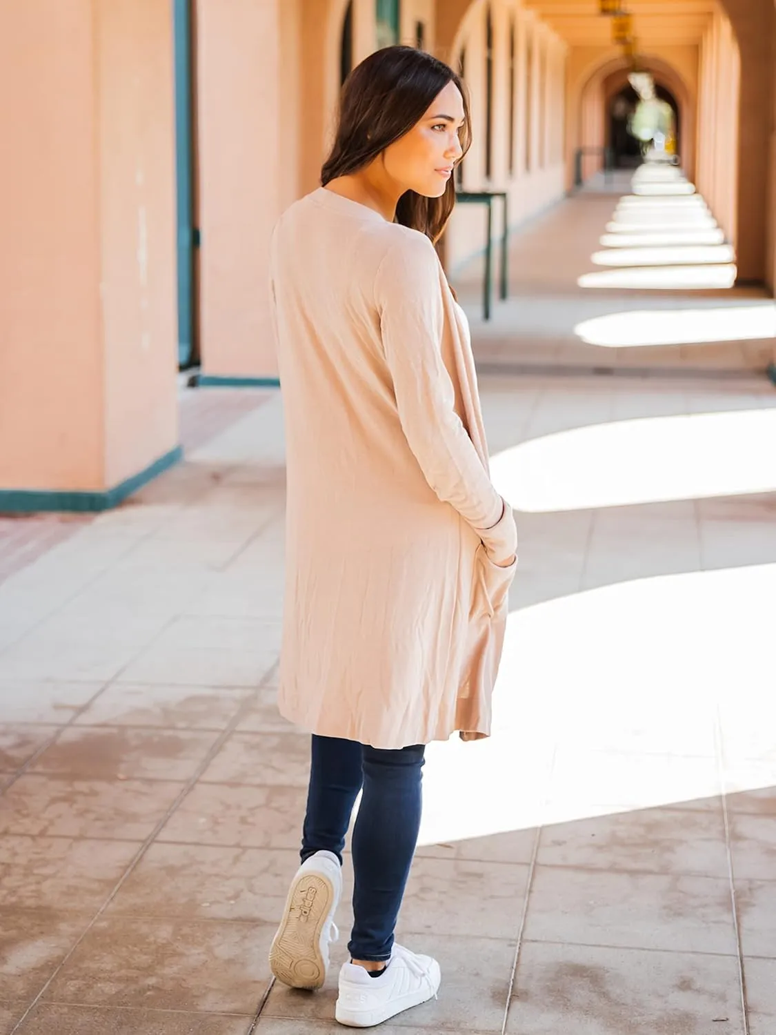 Tickled Teal Womens Soft Long Sleeve Pocket Cardigan