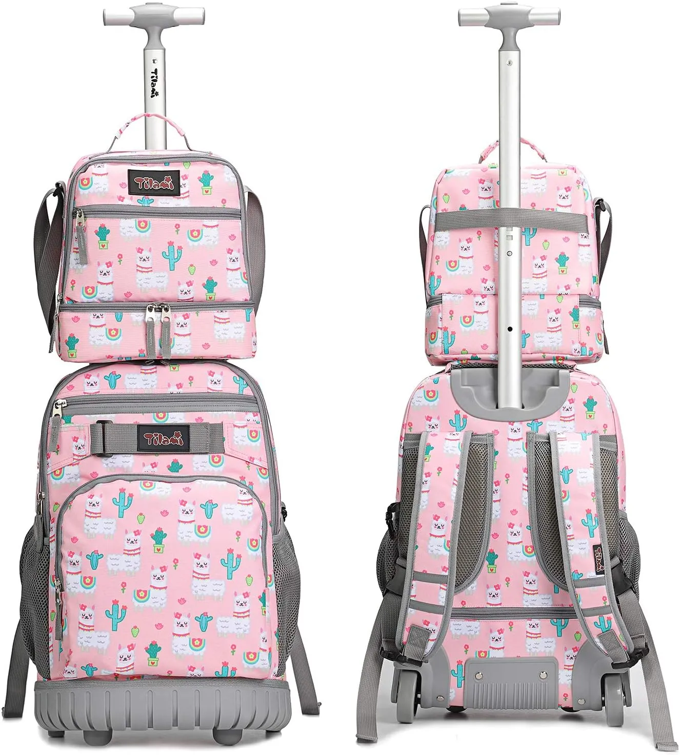 Tilami Rolling Backpack 19 inch with Lunch Bag Wheeled Laptop Backpack, Alpaca