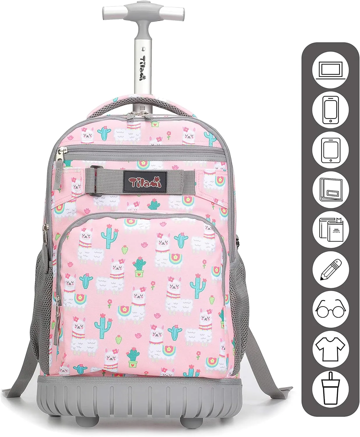 Tilami Rolling Backpack 19 inch with Lunch Bag Wheeled Laptop Backpack, Alpaca