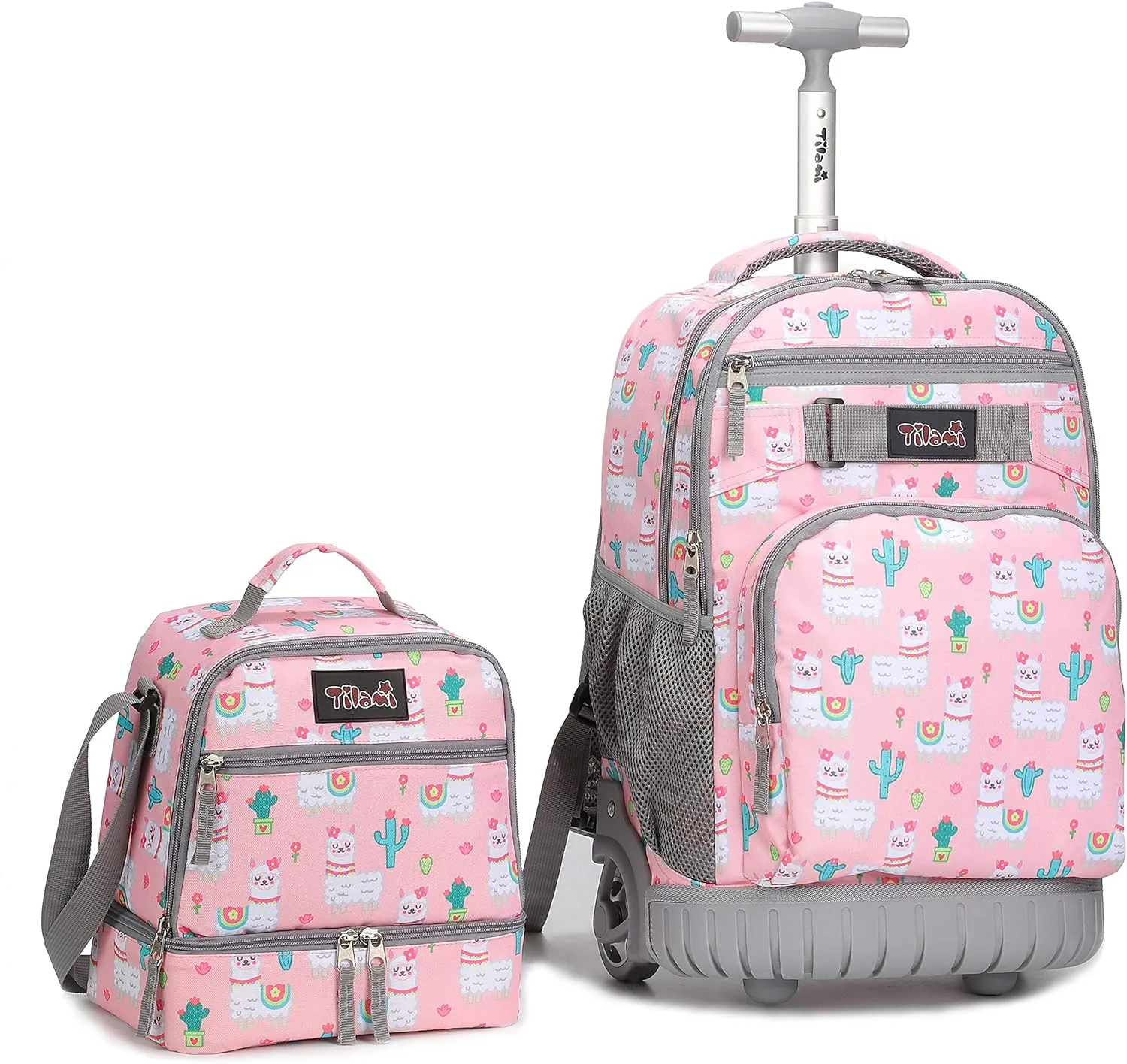 Tilami Rolling Backpack 19 inch with Lunch Bag Wheeled Laptop Backpack, Alpaca