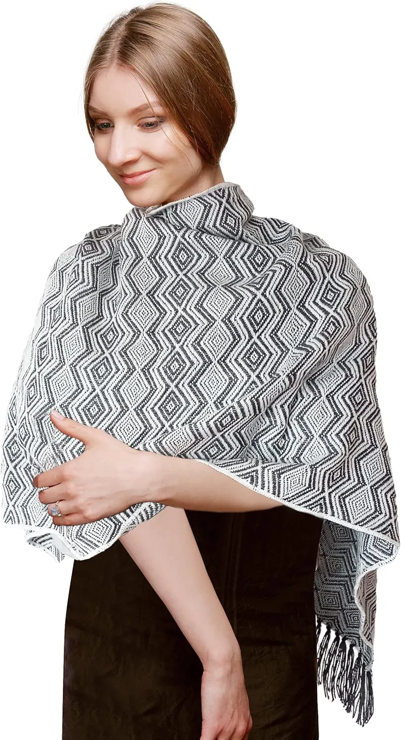 TINKUY PERU Alpaca Peruvian Pashmina Shawl Wrap Ruana 61 x 22 inches, One Size