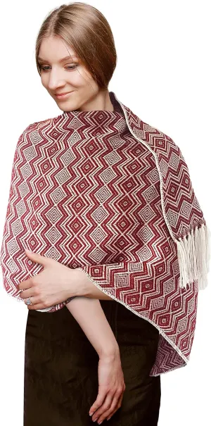 TINKUY PERU Alpaca Peruvian Pashmina Shawl Wrap Ruana 61 x 22 inches, One Size