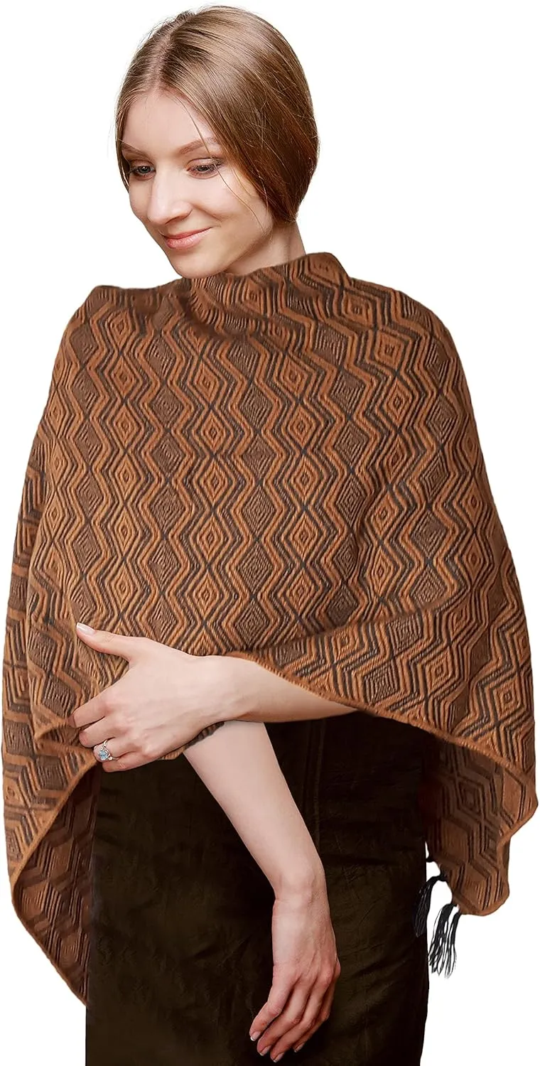TINKUY PERU Alpaca Peruvian Pashmina Shawl Wrap Ruana 61 x 22 inches, One Size