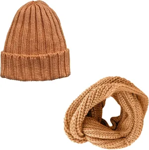 TINKUY PERU - Alpaca Wool Knit - Beanie Hat Skull Cap   Infinity Cowl Scarf Women's and Men's - Yellow Peach