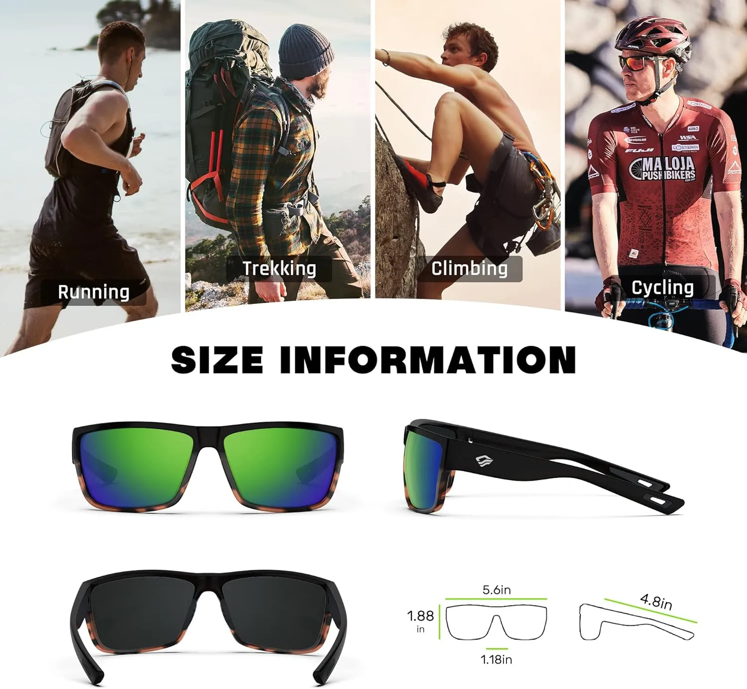 TOREGE Polarized Sports Sunglasses for Men and Women Cycling Running Golf Fishing Sunglasses TR26