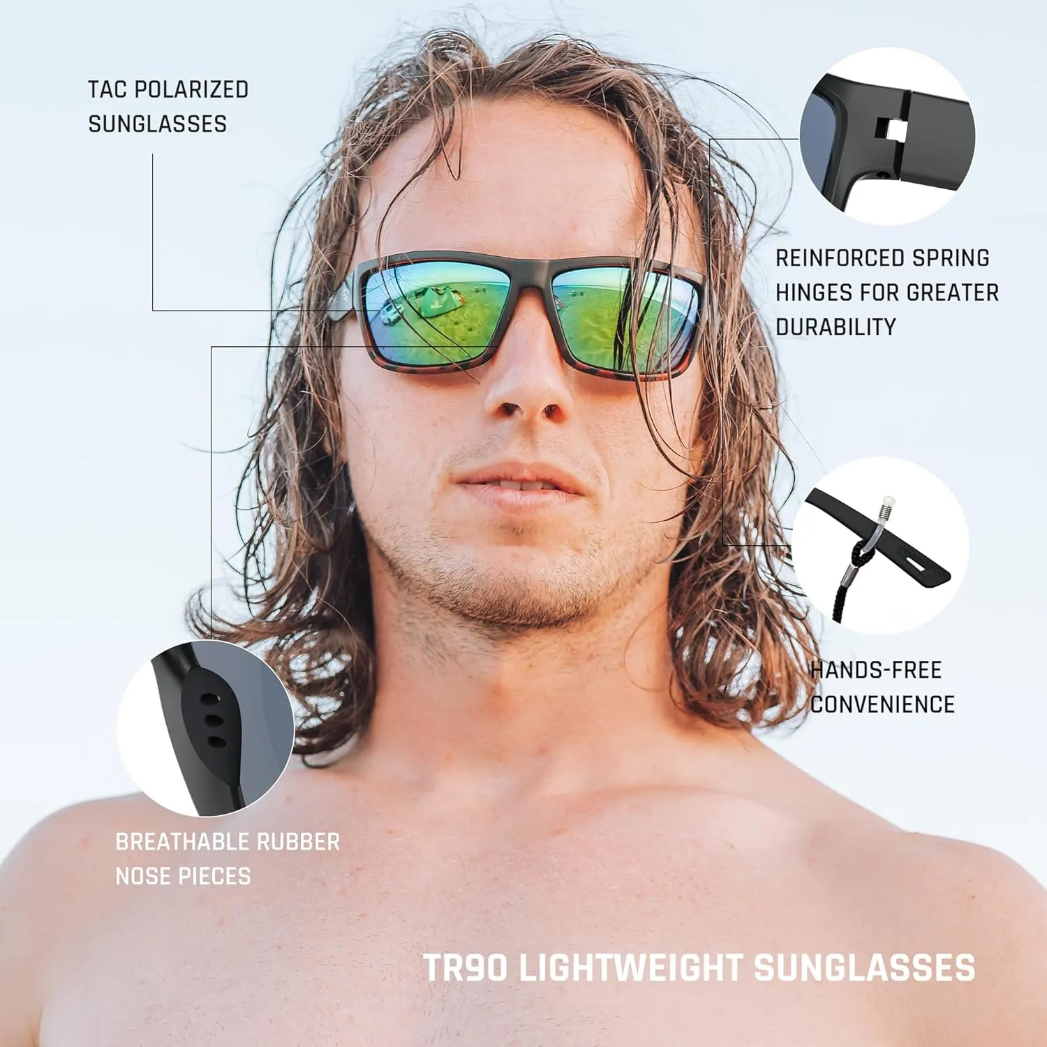 TOREGE Polarized Sports Sunglasses for Men and Women Cycling Running Golf Fishing Sunglasses TR26