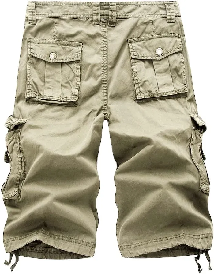 TRGPSG Men's Cargo Shorts, Relaxed Fit Capri Cotton Shorts, Below Knee 13" Inseam Casual Shorts Multi-Pocket Camo Shorts
