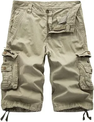TRGPSG Men's Cargo Shorts, Relaxed Fit Capri Cotton Shorts, Below Knee 13" Inseam Casual Shorts Multi-Pocket Camo Shorts