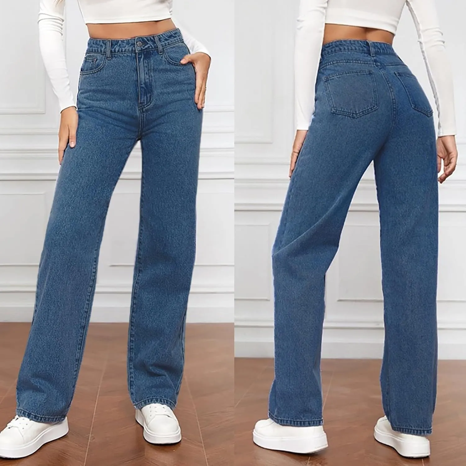 Trouser Jeans for Women Streetwear High Waisted Straight Leg Clothes 2024 Butt Lifting Jeans for Women
