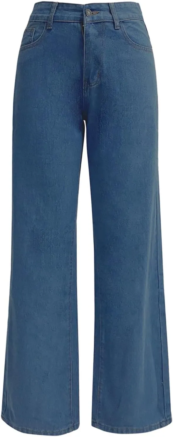Trouser Jeans for Women Streetwear High Waisted Straight Leg Clothes 2024 Butt Lifting Jeans for Women