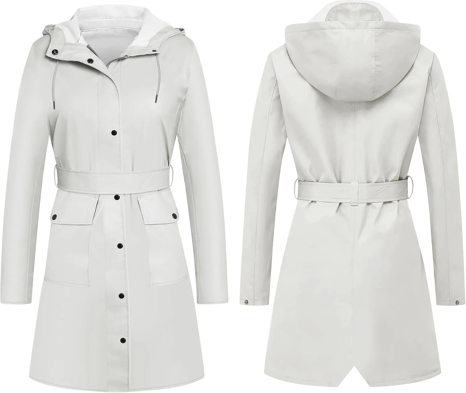 UNIQUEBELLA Rain Jackets for Women Waterproof, Raincoat Long Hooded Rain Coats Outdoor Windbreaker Trench Coat