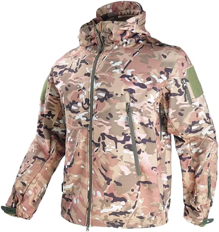 USTZFTBCL Men's Soft Shell Tactical Military Jacket:Waterproof,Windbreaker,Camo Field Bomber Design