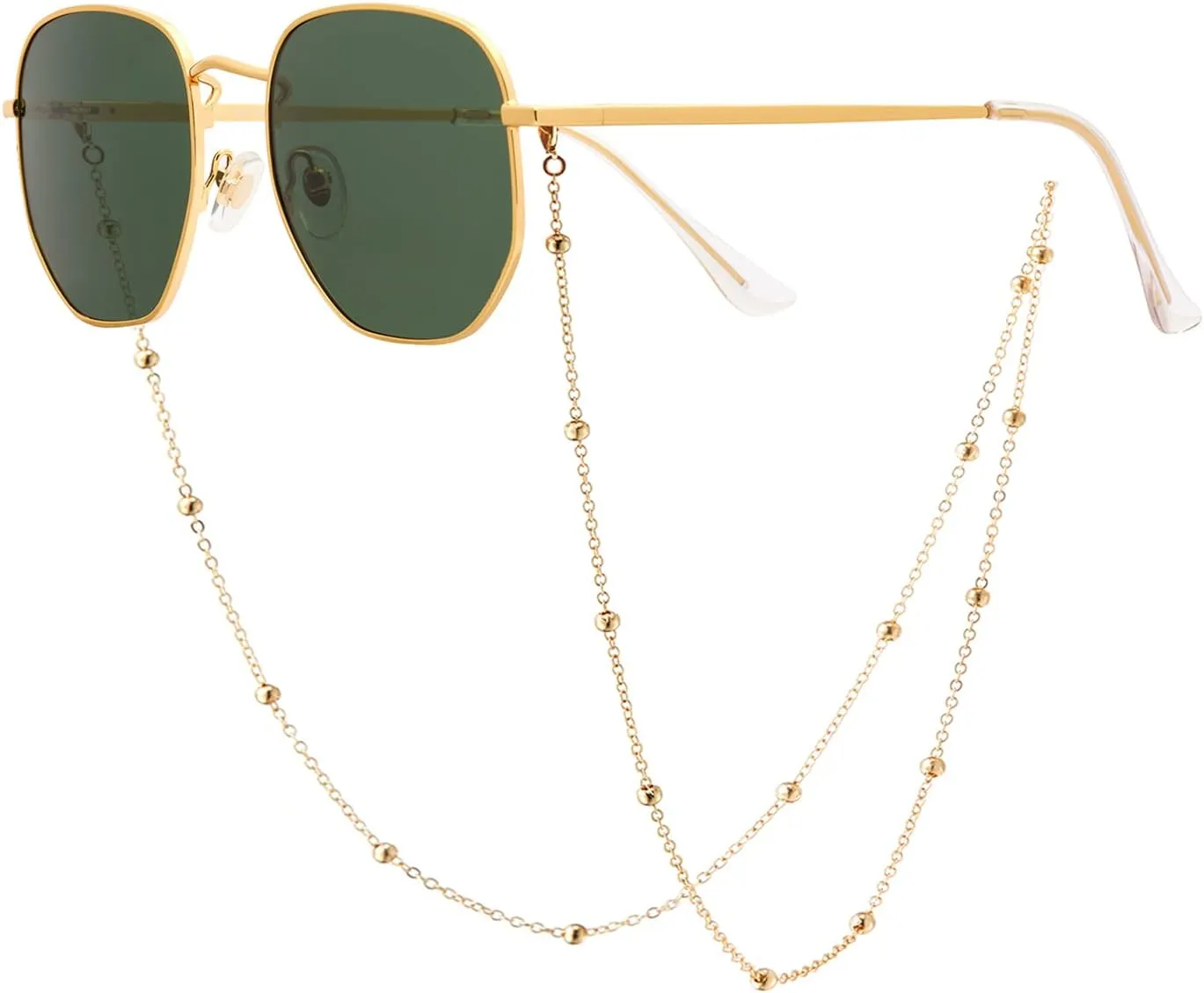 Veda Tinda Vision Sunglasses for Women Trendy Retro 70s 90s Womens Oval and Square Shades UV400 Protection with Glasses Chain
