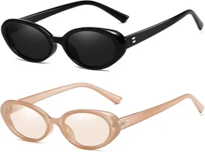 Verfimaci Retro Oval Sunglasses for Women Driving Fashion Cat Eye Glasses