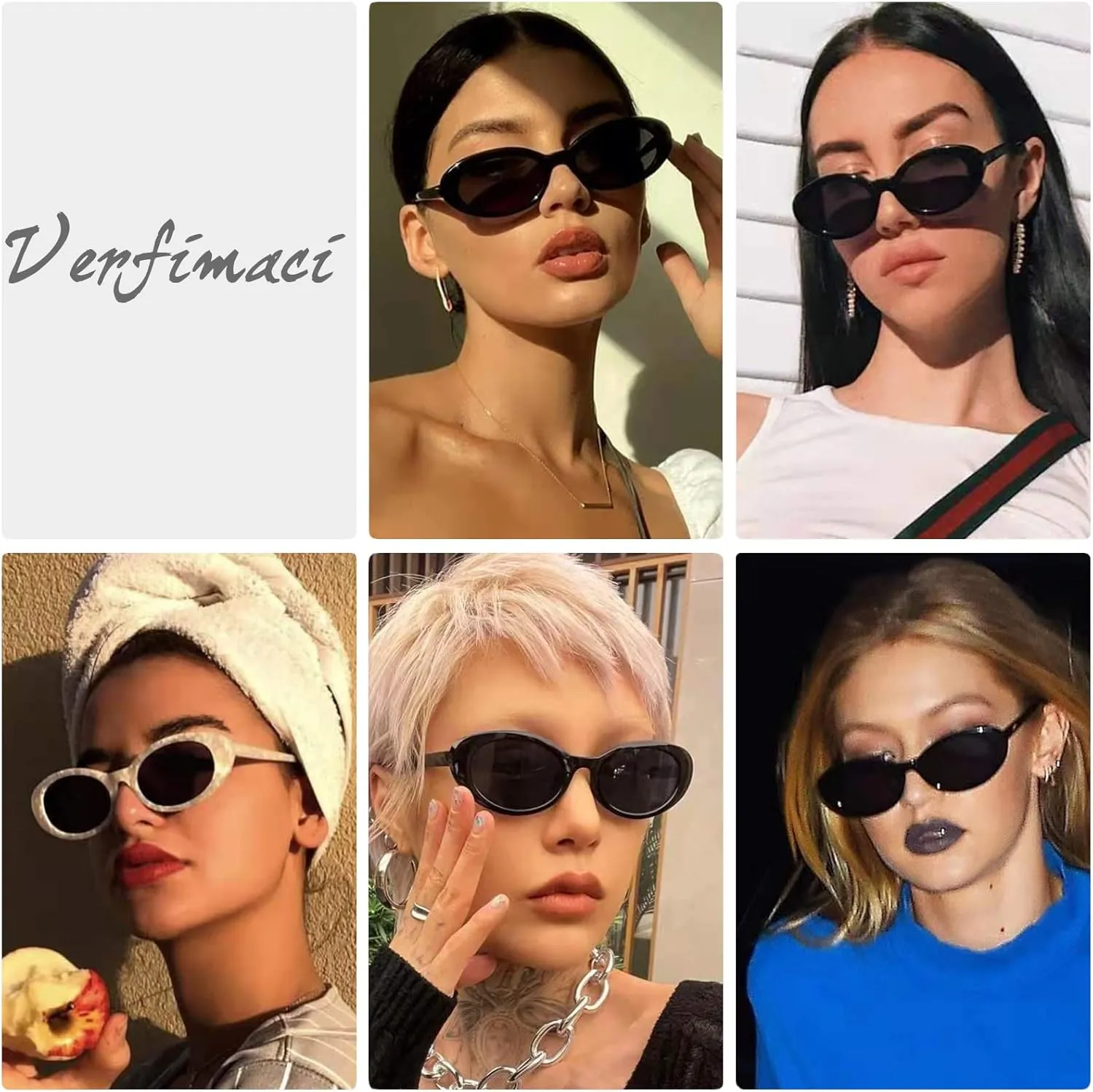 Verfimaci Retro Oval Sunglasses for Women Driving Fashion Cat Eye Glasses