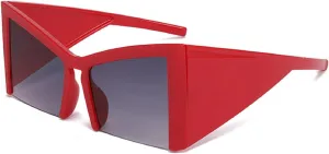 Vintage Oversized Cat Eye Sunglasses For Women Fashion Unique Butterfly Designer Half Frames Elegant Big Shades N47