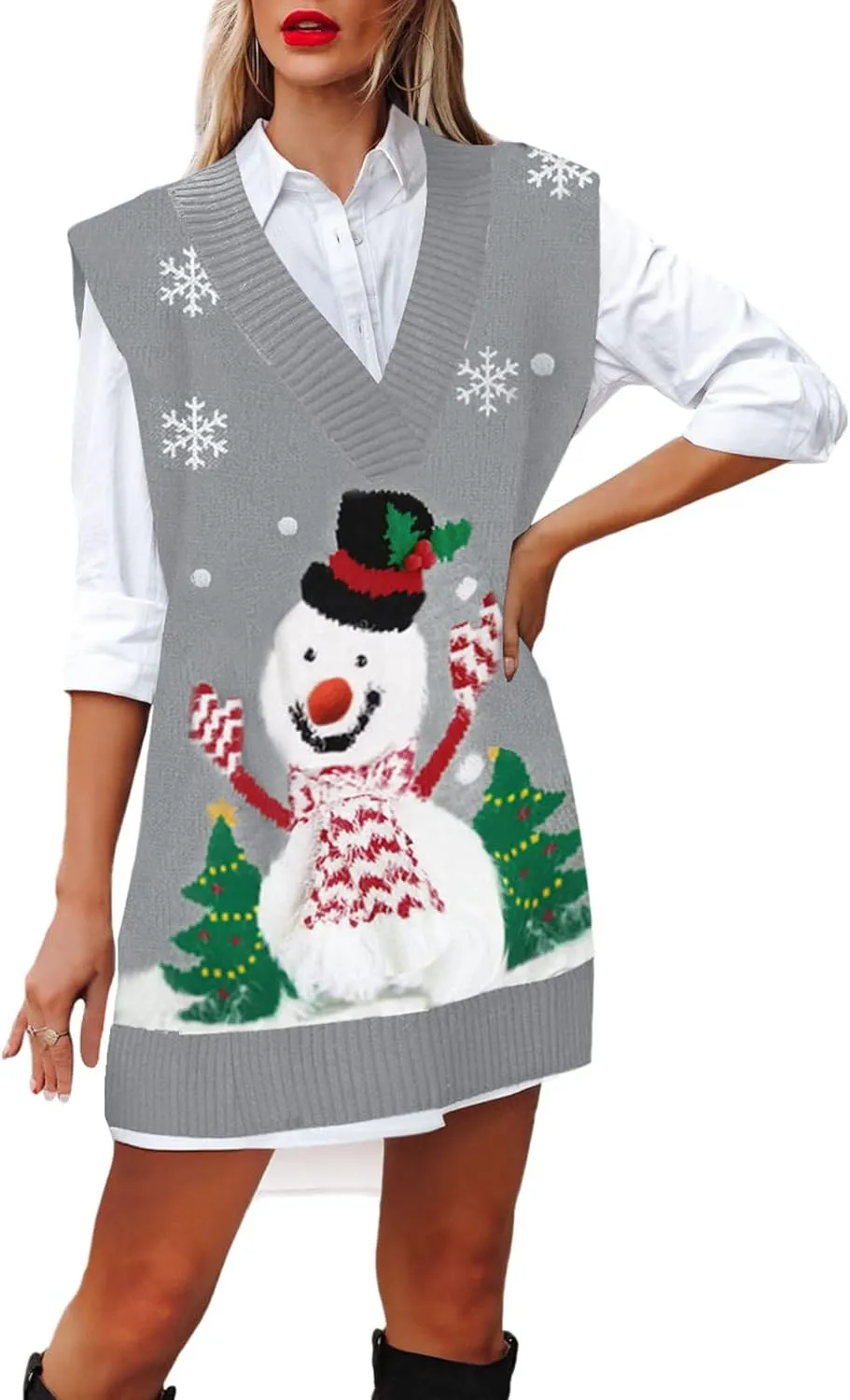 Viottiset Women's Ugly Christmas Sweater Animal Pattern Xmas Pullover Knitted Jumper