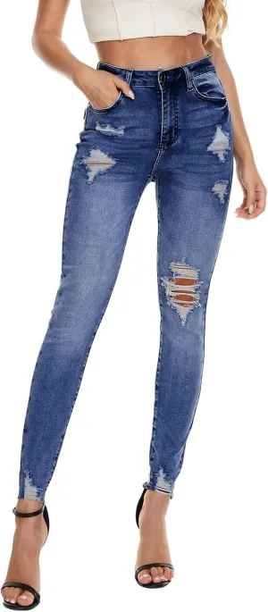 VIPONES Women Jeans High Waisted Skinny Stretchy Soft Slim Fit Distressed Comfy Classic Jeggings Denim Pants