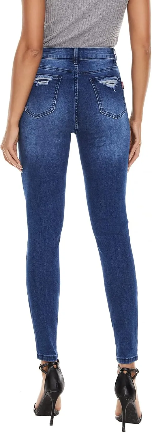 VIPONES Women Jeans High Waisted Skinny Stretchy Soft Slim Fit Distressed Comfy Classic Jeggings Denim Pants