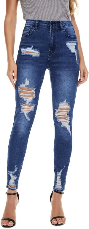 VIPONES Women Jeans High Waisted Skinny Stretchy Soft Slim Fit Distressed Comfy Classic Jeggings Denim Pants
