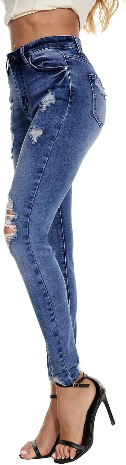 VIPONES Women Jeans High Waisted Skinny Stretchy Soft Slim Fit Distressed Comfy Classic Jeggings Denim Pants