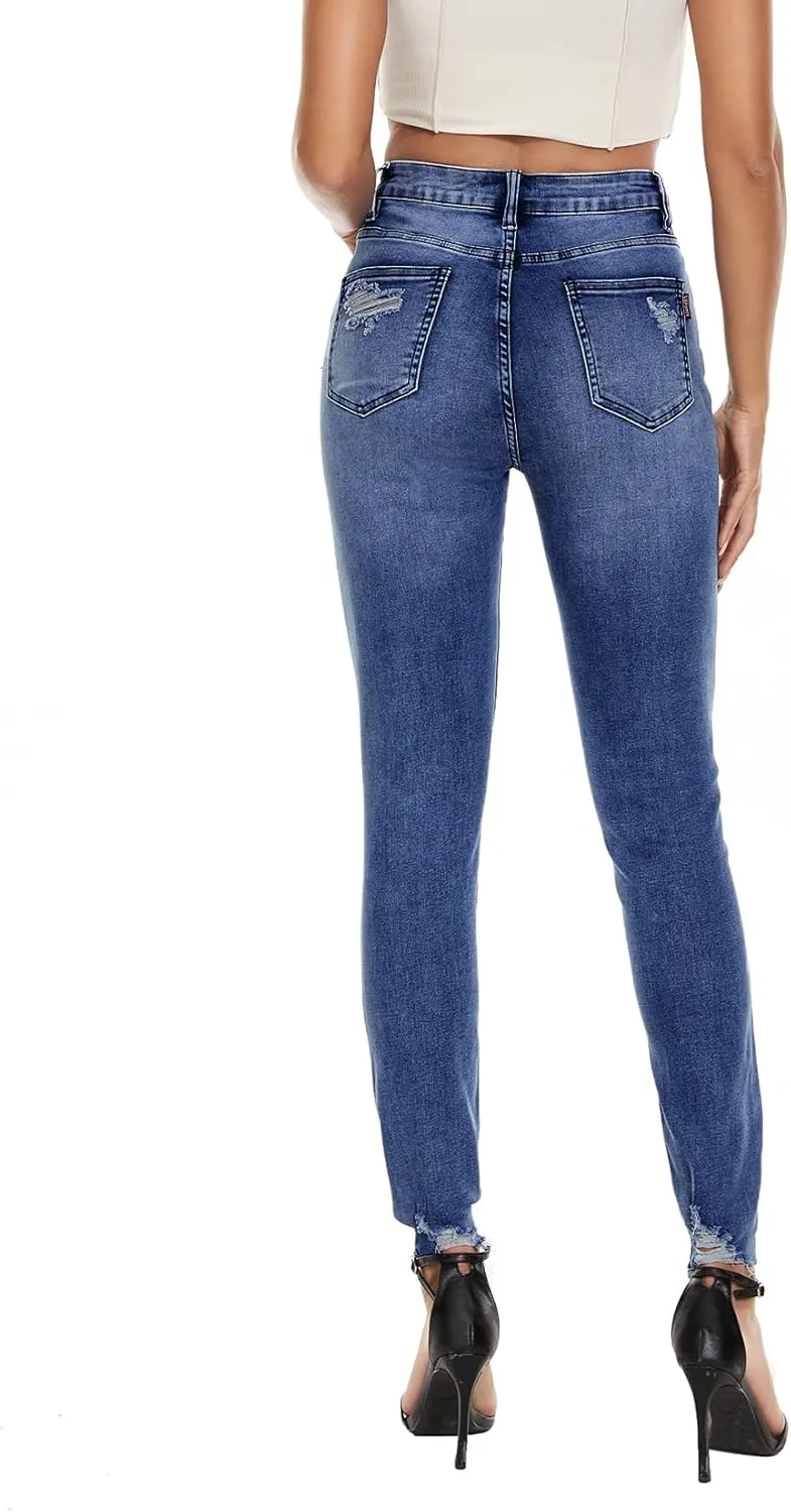 VIPONES Women Jeans High Waisted Skinny Stretchy Soft Slim Fit Distressed Comfy Classic Jeggings Denim Pants