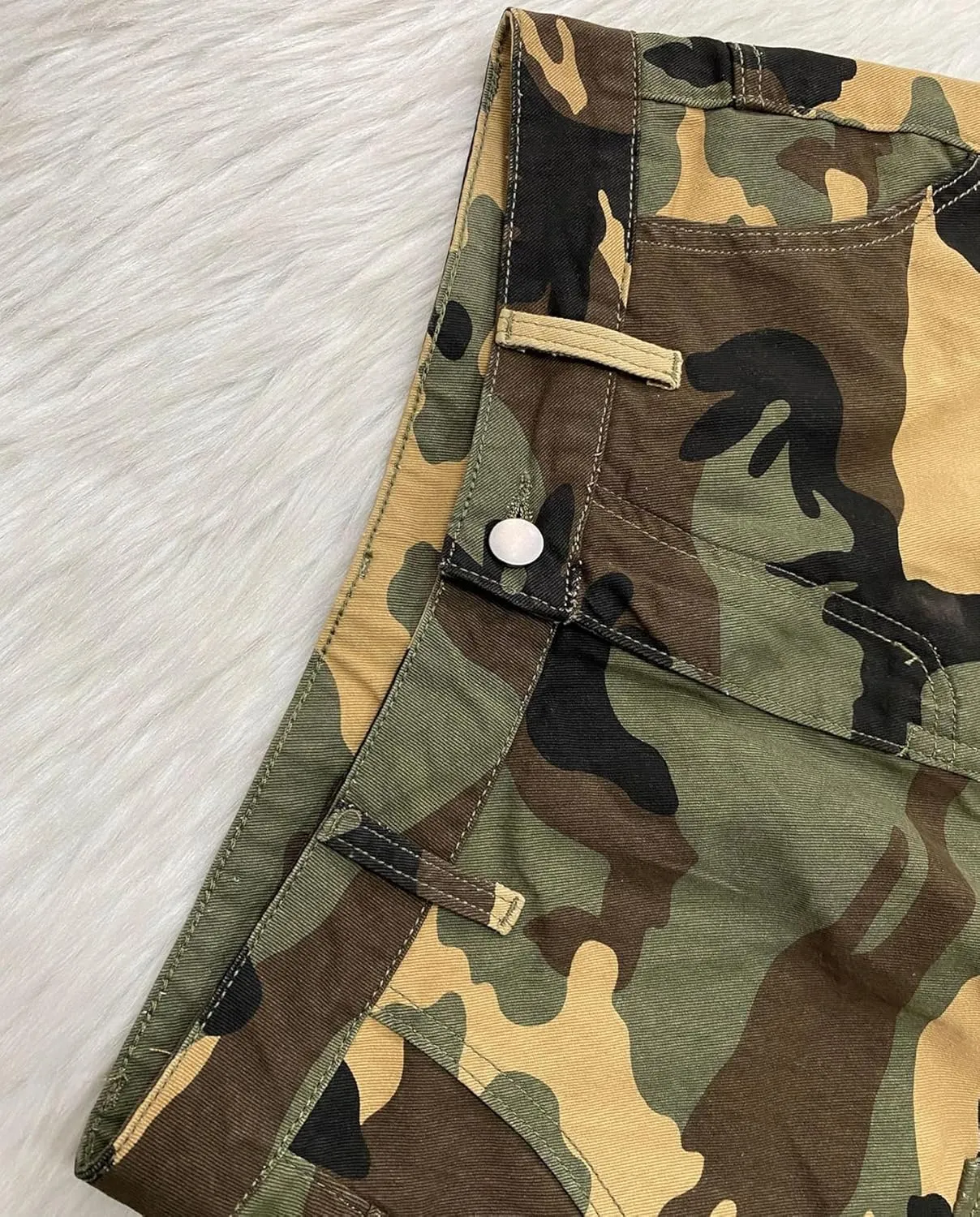 Voghtic Women’s Camouflage Cargo Shorts Casual High Waisted Ripped Frayed Stretchy Jeans Shorts with Pockets
