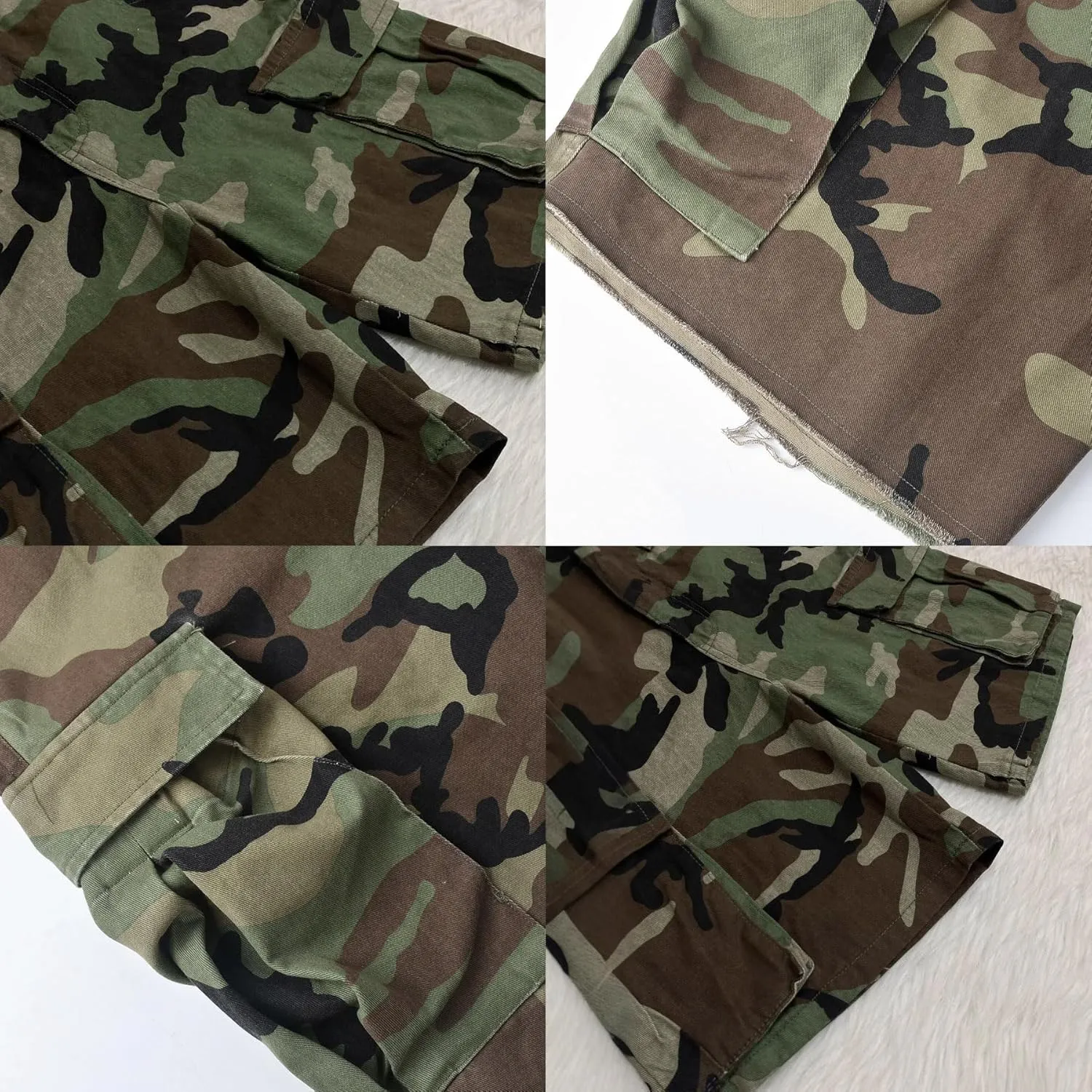 Voghtic Women’s Camouflage Cargo Shorts Casual High Waisted Ripped Frayed Stretchy Jeans Shorts with Pockets