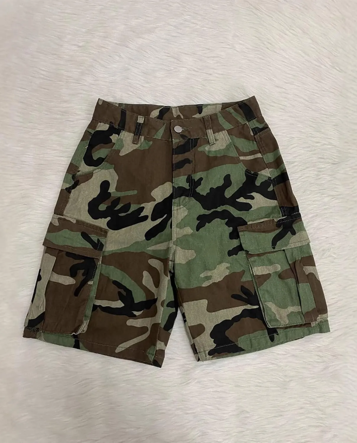 Voghtic Women’s Camouflage Cargo Shorts Casual High Waisted Ripped Frayed Stretchy Jeans Shorts with Pockets