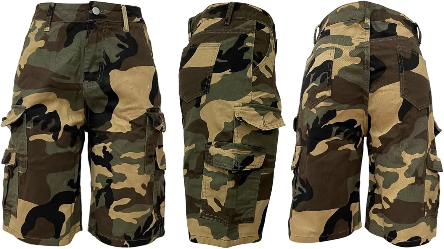Voghtic Women’s Camouflage Cargo Shorts Casual High Waisted Ripped Frayed Stretchy Jeans Shorts with Pockets