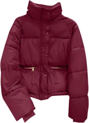 Warm Women's Short Jacket With Stand Collar Thick and Cozy Winter Coat Loose Fit Bread Jacket for Cold Fitted