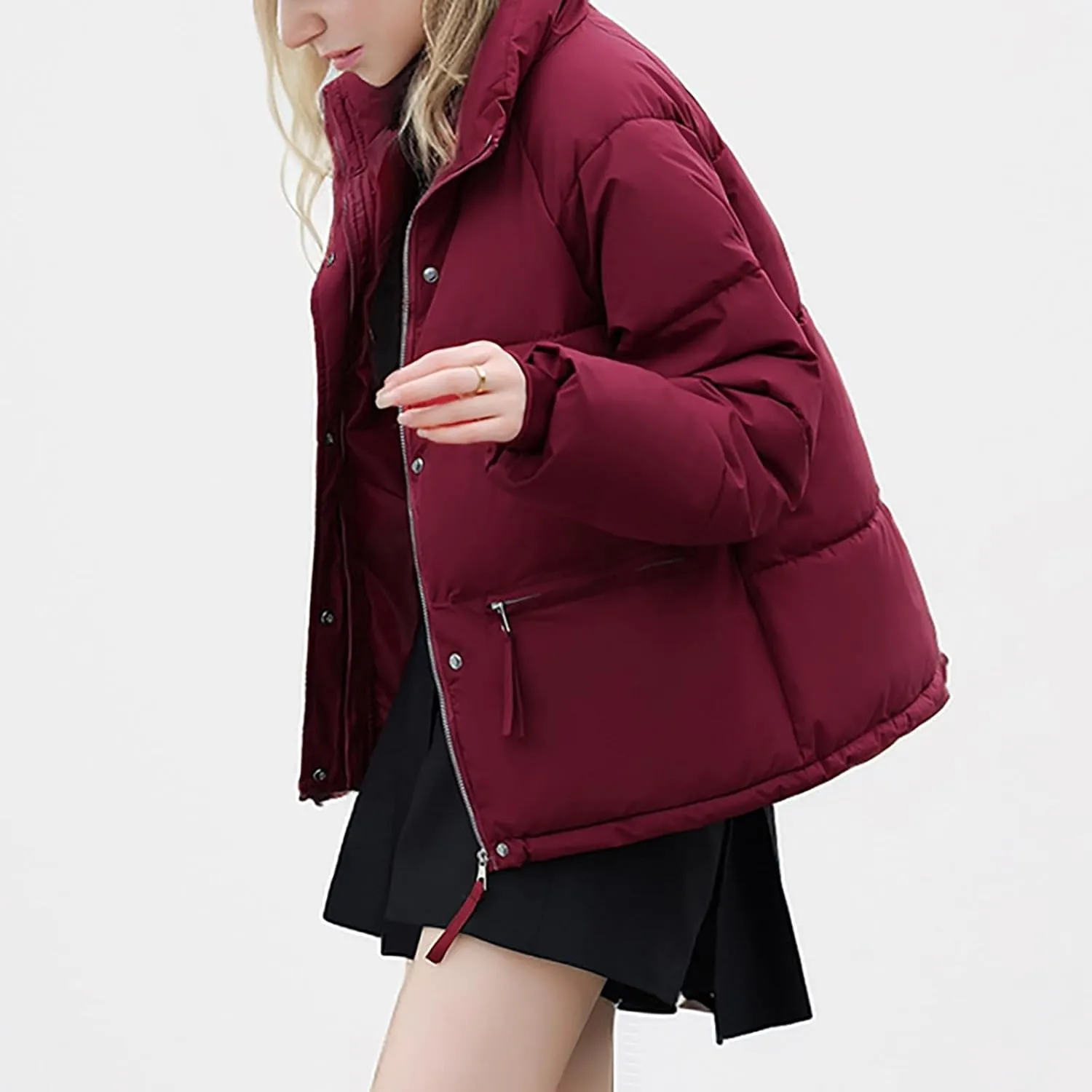Warm Women's Short Jacket With Stand Collar Thick and Cozy Winter Coat Loose Fit Bread Jacket for Cold Fitted