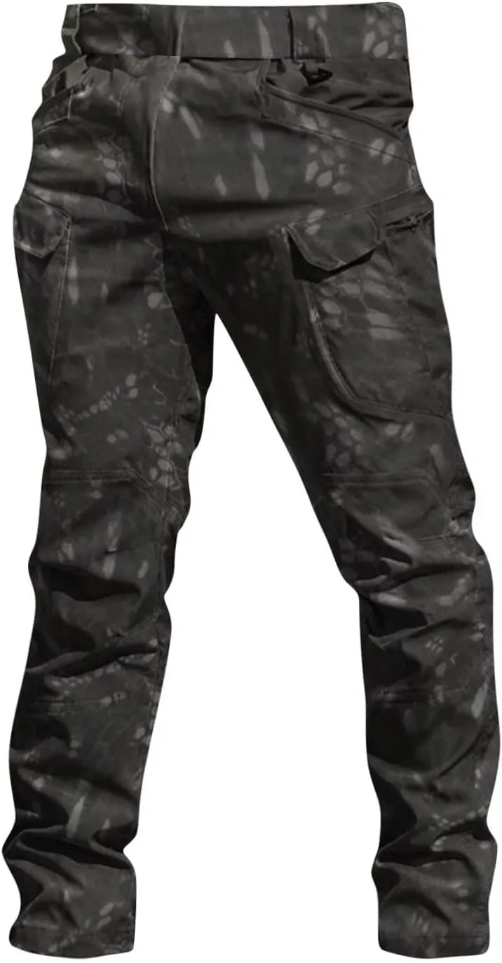 WENKOMG1 Mens Cargo Pants,Solid/Camouflage Military Pants Stretchy Multi Function Multi Pockets Tactical Pants