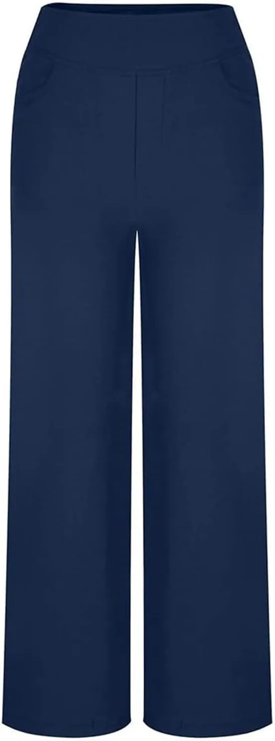 Wide Leg Jeans for Women Pull On High Waisted Tummy Control Pants Trendy Straight Leg Stretchy Baggy Jeans Denim Pant