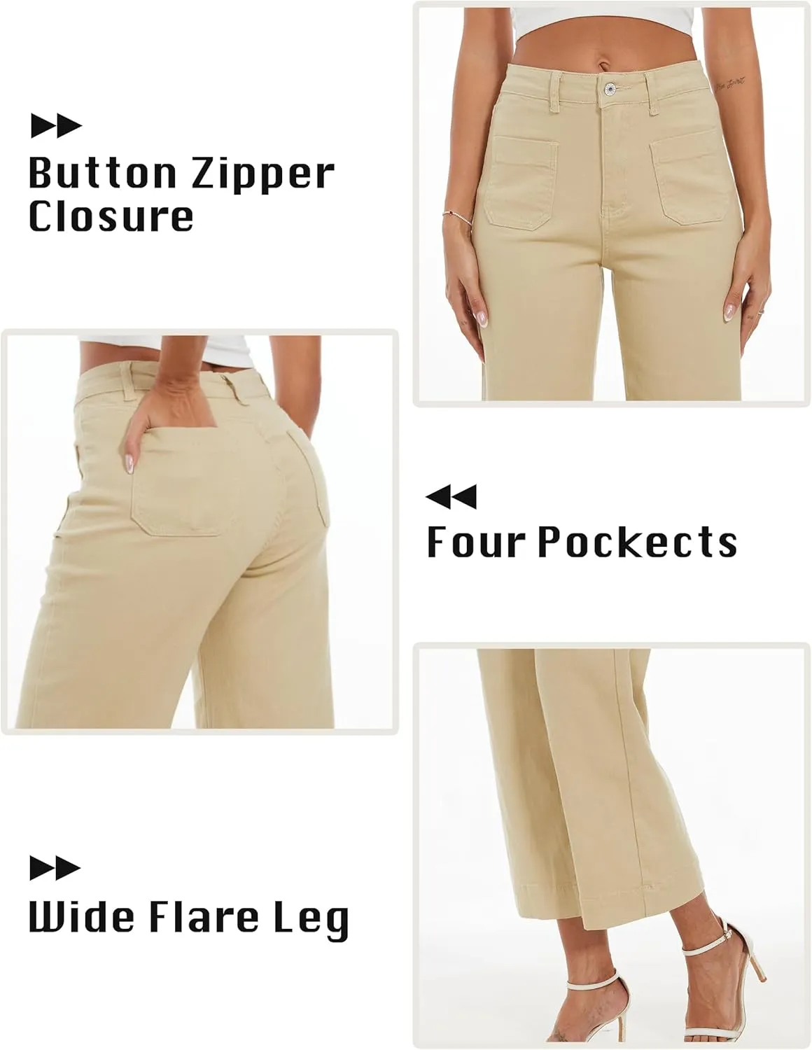 Wide Leg Jeans for Women Trendy High Waisted Flare Jeans Cropped Pants Stretchy Baggy