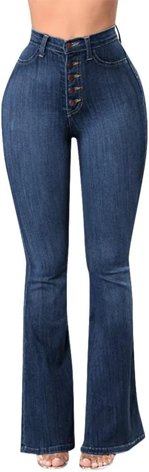 Wide Leg Jeans Woman Trendy High Waisted Bootcut Denim Pants Frayed Raw Hem Loose Maxi Jeans Stretchy Flare Jeans