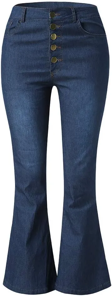 Wide Leg Jeans Woman Trendy High Waisted Bootcut Denim Pants Frayed Raw Hem Loose Maxi Jeans Stretchy Flare Jeans