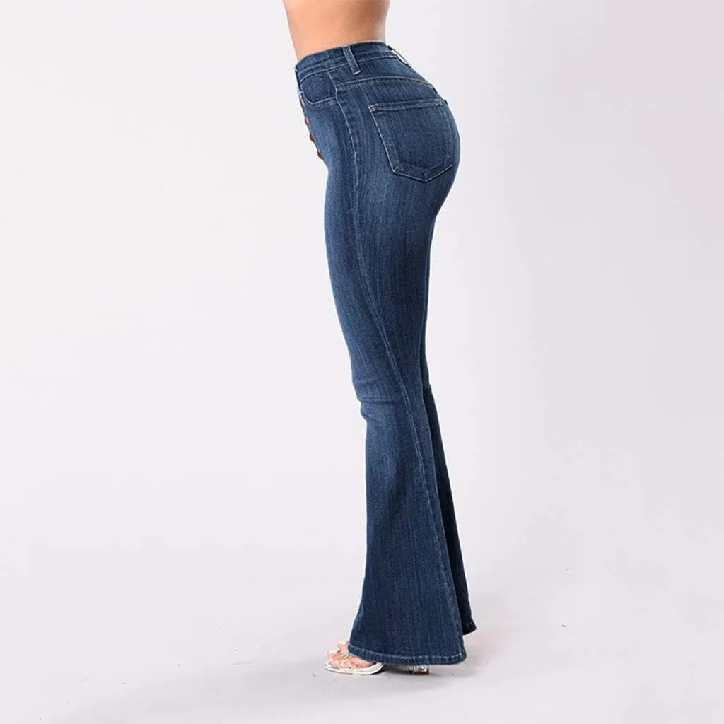 Wide Leg Jeans Woman Trendy High Waisted Bootcut Denim Pants Frayed Raw Hem Loose Maxi Jeans Stretchy Flare Jeans